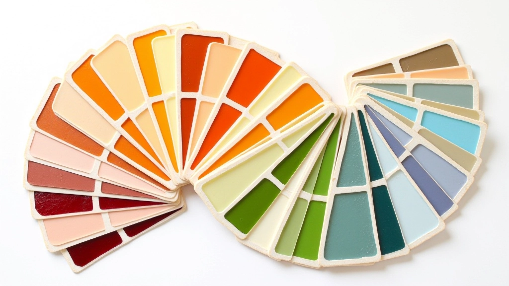 Array of stained glass color samples arranged to show balanced color palette composition