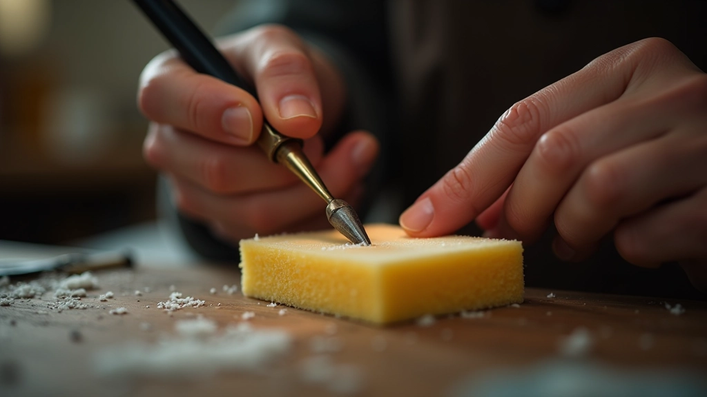Soldering iron being cleaned on wet sponge, demonstrating proper tip maintenance technique